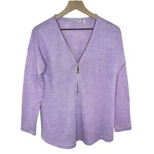 Soft Surroundings Women’s Zipper Accent Popover Lightweight Lilac Sweater Sz M